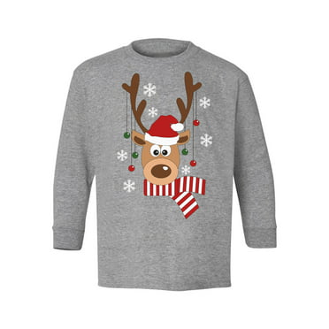 Awkward Styles Ugly Xmas T-Shirt for Girls Boys Deer in Red Xmas Hat ...