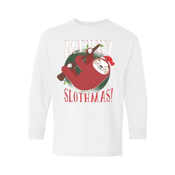 Awkward Styles Xmas Long Sleeve Shirt for Kids Youth Boys Girls Merry Slothmas Christmas Shirt