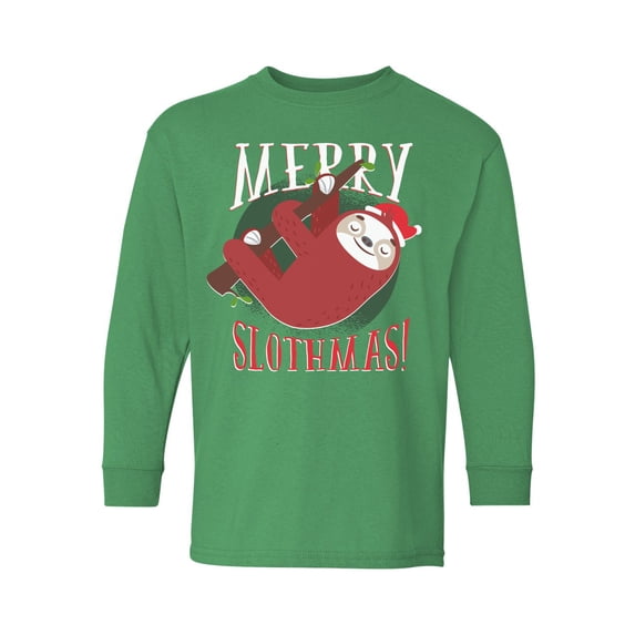 Awkward Styles Xmas Long Sleeve Shirt for Kids Youth Boys Girls Merry Slothmas Christmas Shirt