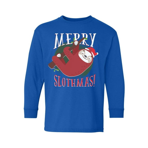 Awkward Styles Xmas Long Sleeve Shirt for Kids Youth Boys Girls Merry Slothmas Christmas Shirt