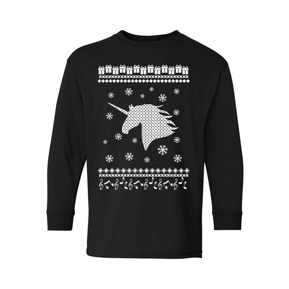 Awkward Styles Xmas Long Sleeve Shirt for Kids Youth Boys Girls White Christmas Unicorn Shirt