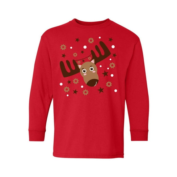 Awkward Styles Xmas Long Sleeve Shirt for Kids Youth Girls Boys Brown Christmas Deer Shirt