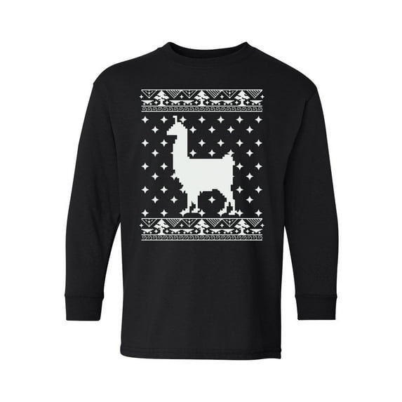 Awkward Styles Xmas Long Sleeve Shirt for Kids Youth Girls Boys Christmas Llama Shirt