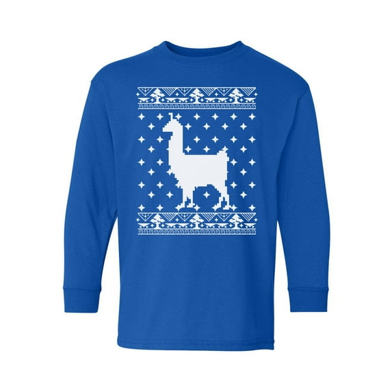 Awkward Styles Xmas Long Sleeve Shirt for Kids Youth Girls Boys Christmas Llama Shirt