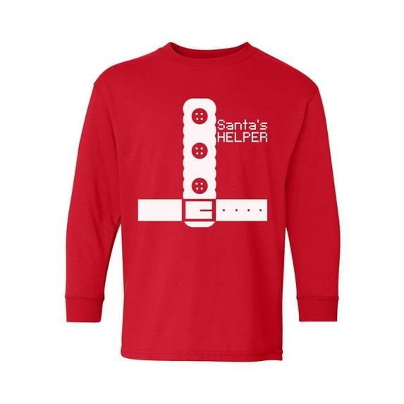 Awkward Styles Xmas Long Sleeve Shirt for Kids Youth Girls Boys Santa's Christmas Helper Shirt