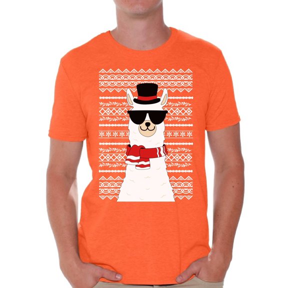 Awkward Styles Xmas Shirts for Men Christmas Llama T-Shirt