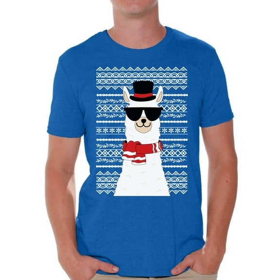 Awkward Styles Xmas Shirts for Men Christmas Llama T-Shirt