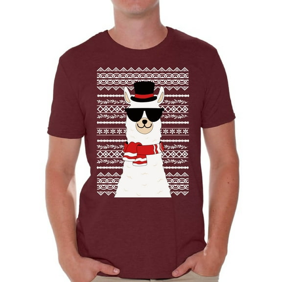 Awkward Styles Xmas Shirts for Men Christmas Llama T-Shirt