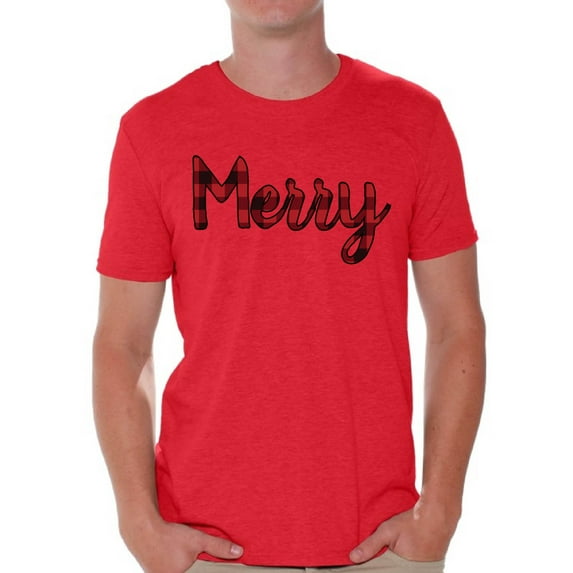 Awkward Styles Xmas Shirts for Men Christmas Merry Plaid T-Shirt