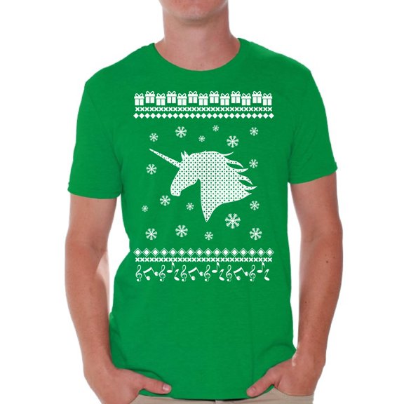 Awkward Styles Xmas Shirts for Men Christmas Unicorn T-Shirt