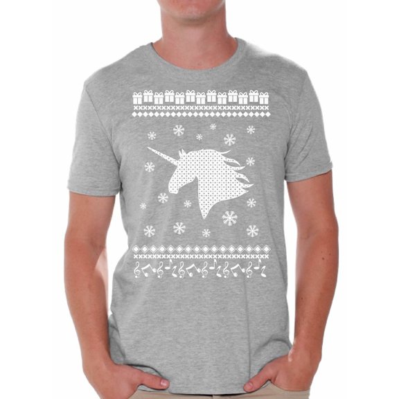 Awkward Styles Xmas Shirts for Men Christmas Unicorn T-Shirt