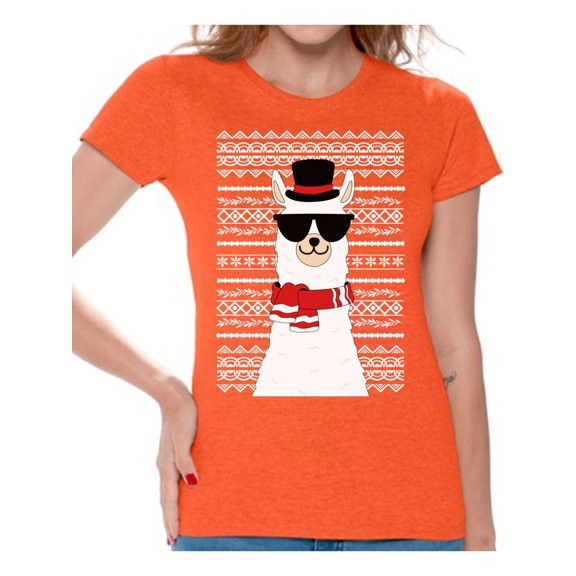 Awkward Styles Xmas Shirts for Women Christmas Llama T-Shirt