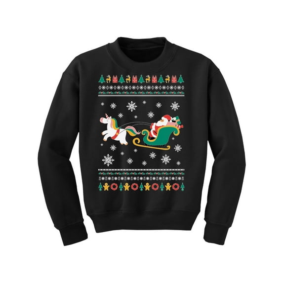 Awkward Styles Xmas Sweater for Boys Girls Kids Youth Christmas Santa with Unicorn Sweatshirt