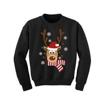 Awkward Styles Ugly Xmas Sweater for Boys Girls Kids Youth Deer in Red Xmas Hat Sweatshirt