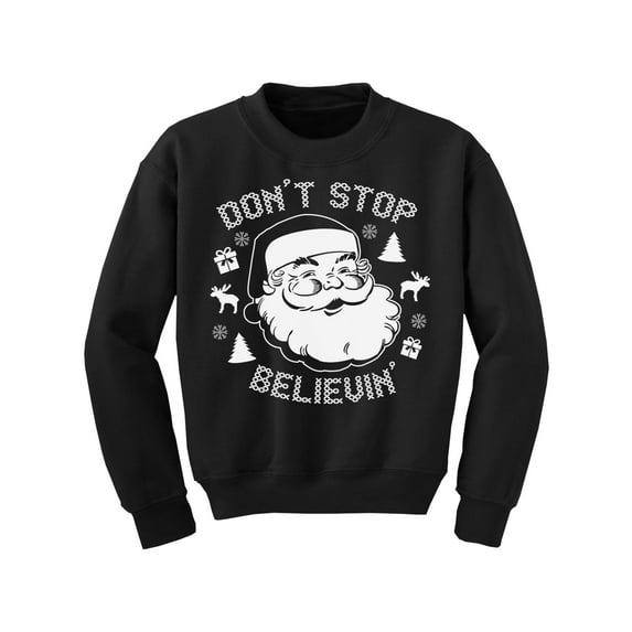 Awkward Styles Xmas Sweater for Girls Boys Kids Youth Don't Stop Believin Christmas Sweatshirt