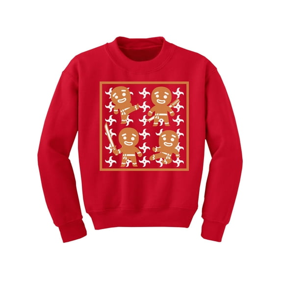 Awkward Styles Xmas Sweater for Girls Boys Kids Youth Gingerbread Ninja Christmas Pattern Sweatshirt