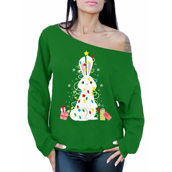 Awkward Styles Xmas Sweatshirt Off Shoulder Christmas Rabbit Sweater