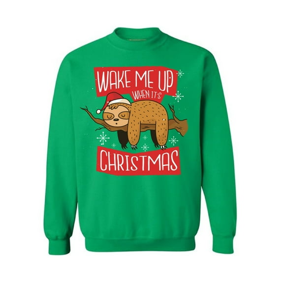 Awkward Styles Xmas Sweatshirt Wake Me Up When It's Christmas Sloth Sweater