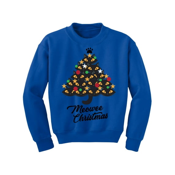 Awkward Styles Xmas Sweatshirt for Boys Girls Kids Youth Meowee Christmas Sweater Cat Tree