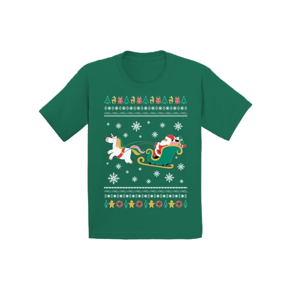 Awkward Styles Ugly Xmas T-Shirt for Baby Girls Boys Christmas Santa with Unicorn Baby Shirt