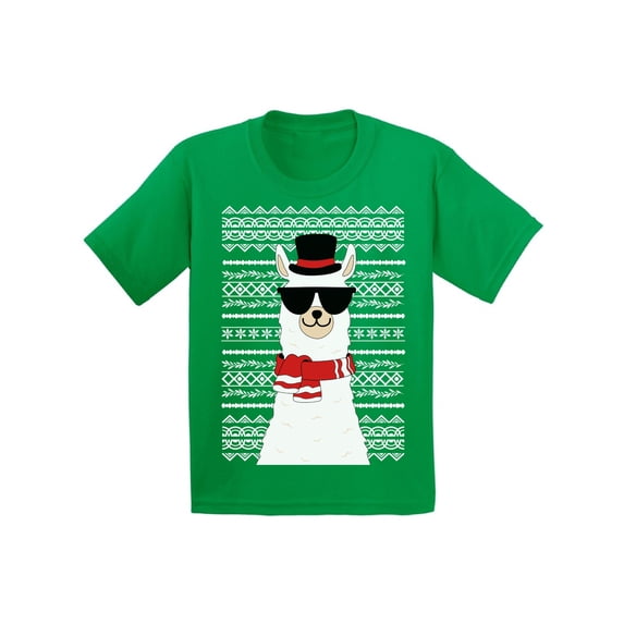 Awkward Styles Xmas T-Shirt for Boys Girls Christmas Llama Kids T Shirts