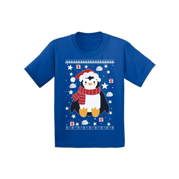 Awkward Styles Xmas T-Shirt for Girls Boys Penguin Christmas Pattern Kids T Shirts