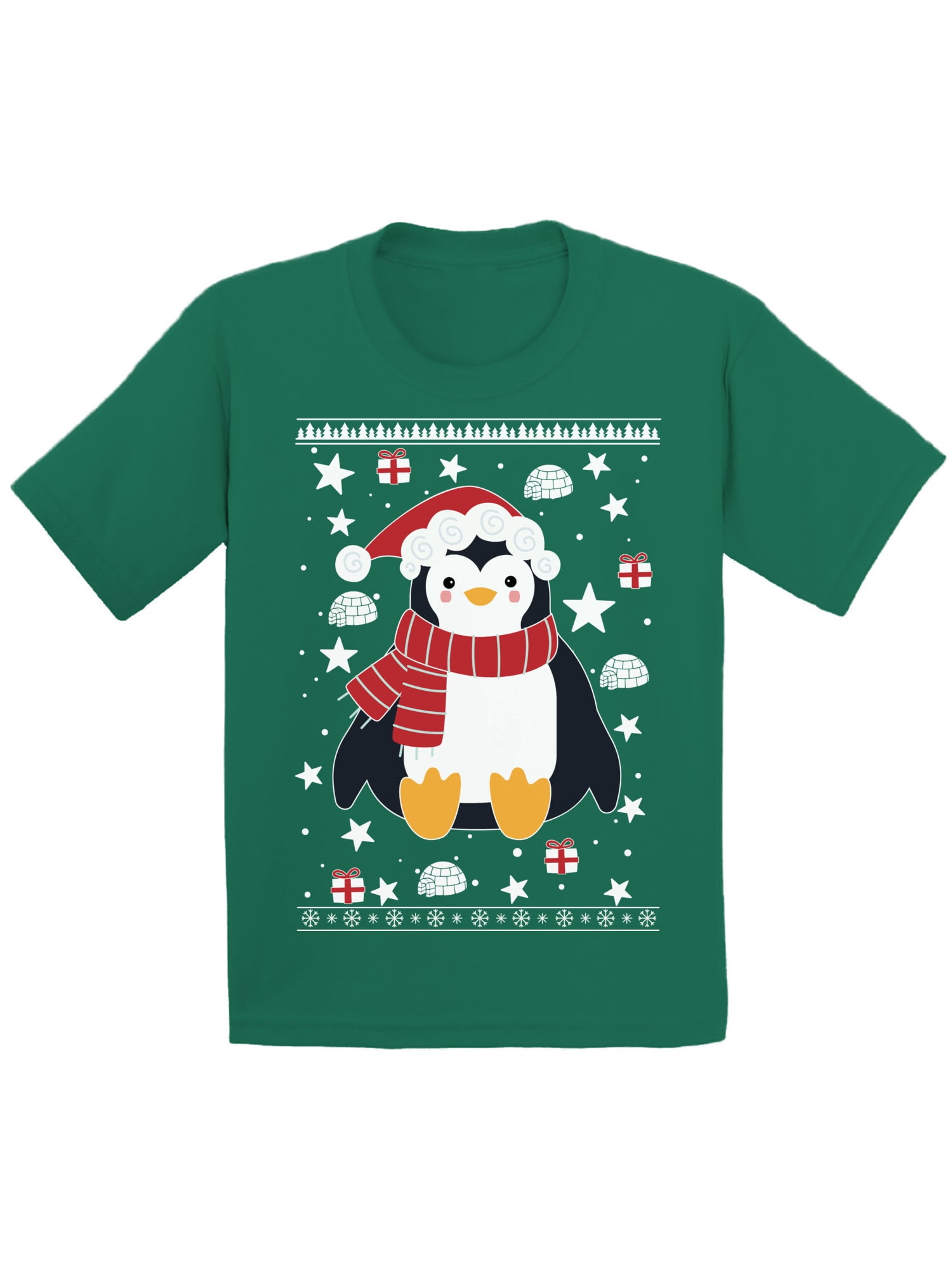 Awkward Styles Xmas T-Shirt for Girls Boys Penguin Christmas Pattern ...