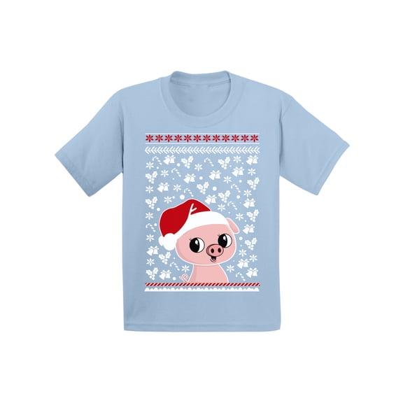 Awkward Styles Xmas T-Shirt for Girls Boys Pig Christmas Pattern Toddler Shirt