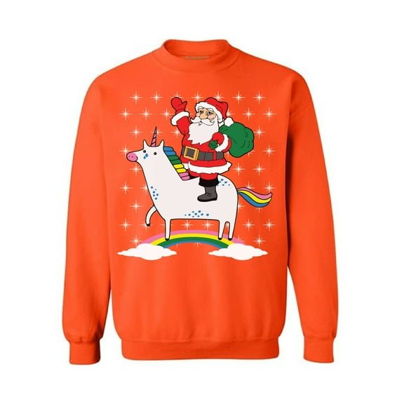 Awkward Styles Unicorn Santa Sweatshirt Cute Unicorn Santa Christmas Sweater for Women Xmas Unicorn Sweatshirt Funny Christmas Sweaters Christmas Rainbow Gifts for Unicorn Lovers Santa Sweater