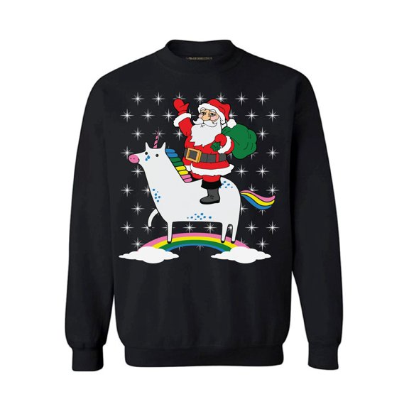 Awkward Styles Christmas Sweater Sweater Christmas Sweater Santa and Unicorn Sweatshirt for Xmas
