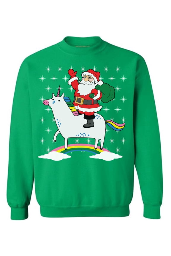 Christmas Sweater Sweater Christmas Sweater Santa and Unicorn Sweatshirt for Xmas