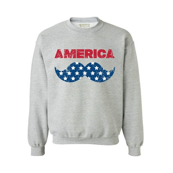 Awkward Styles Unisex America Patriotic Mustache Graphic Sweatshirt Tops USA Independence Day 4th of July