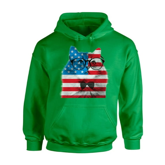 Awkward Styles Unisex American Flag Cat Graphic Hoodie Tops USA Flag Cat Independence Day 4th of July