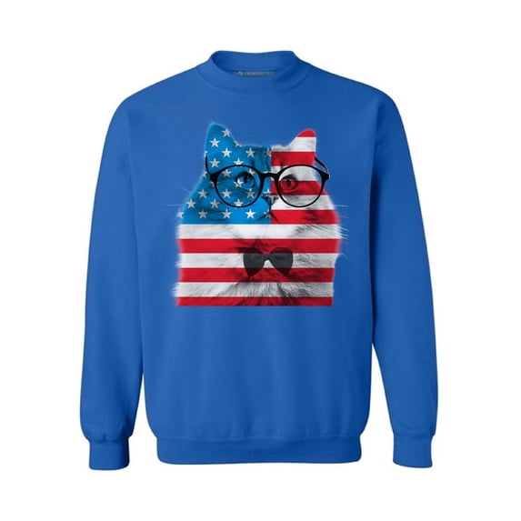 Awkward Styles Unisex American Flag Cat Graphic Sweatshirt Tops USA Flag Cat Independence Day 4th of July
