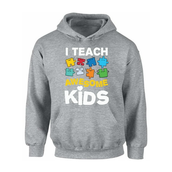 Awkward Styles Unisex Autism Awareness Puzzle Graphic Hoodie Tops I Teach Awesome Kids