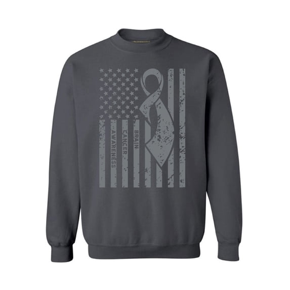 Awkward Styles Unisex Brain Cancer Awareness Graphic Sweatshirt Tops Gray Ribbon