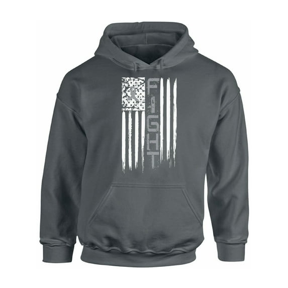 Awkward Styles Unisex Brain Cancer Graphic Hoodie Tops Distressed American Flag Fight Gray Ribbon