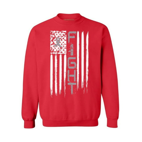 Awkward Styles Unisex Brain Cancer Graphic Sweatshirt Tops Distressed American Flag Fight Gray Ribbon