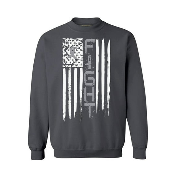 Awkward Styles Unisex Brain Cancer Graphic Sweatshirt Tops Distressed American Flag Fight Gray Ribbon