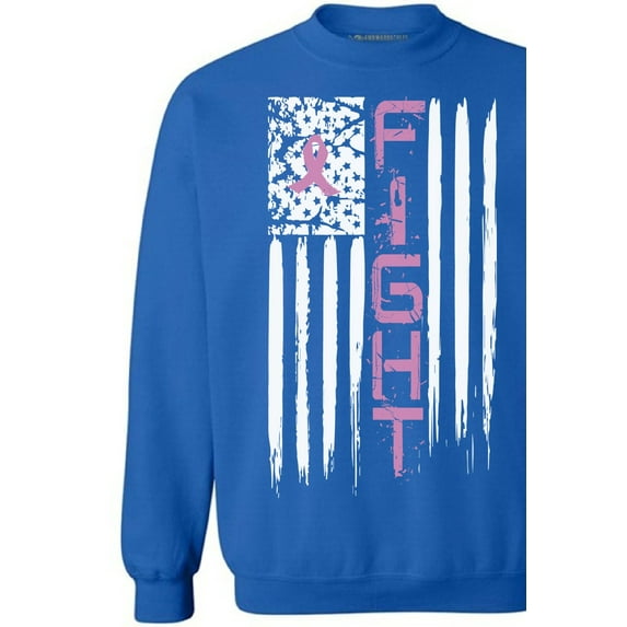 Awkward Styles Unisex Breast Cancer American Flag Distressed Graphic Sweatshirt Tops Fight Pink Ribbon