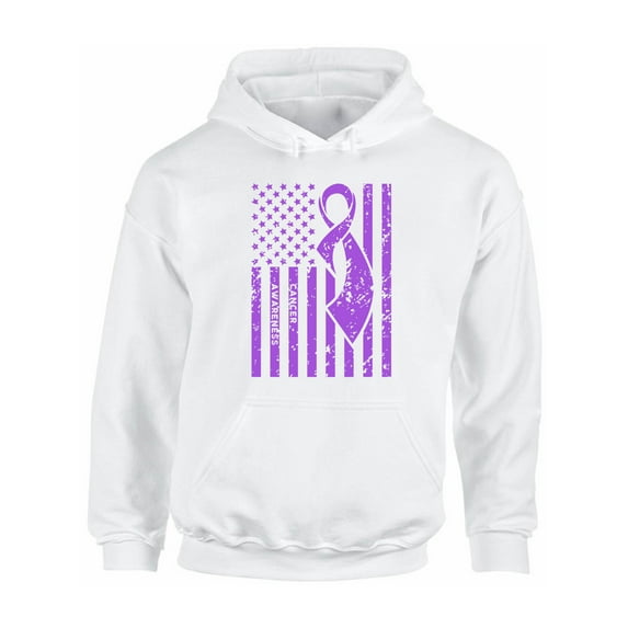 Awkward Styles Unisex Cancer Awareness Graphic Hoodie Tops Purple Ribbon
