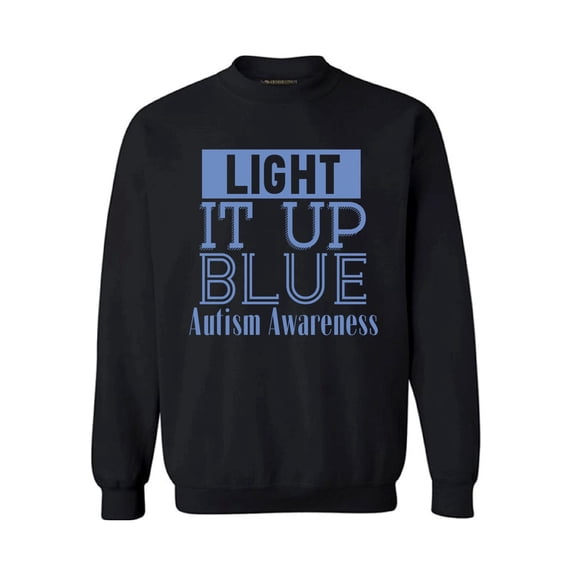 Awkward Styles Unisex Light It Up Blue Support Graphic Sweatshirt Tops for Autism Awareness