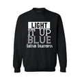 thumbnail image 1 of Awkward Styles Unisex Light It Up Blue for Autism Awareness Shine A Light White Graphic Sweatshirt Tops, 1 of 5