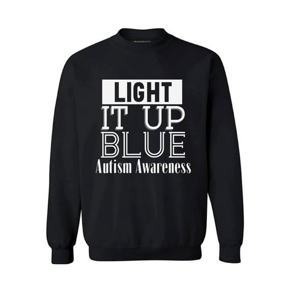 Awkward Styles Unisex Light It Up Blue for Autism Awareness Shine A Light White Graphic Sweatshirt Tops