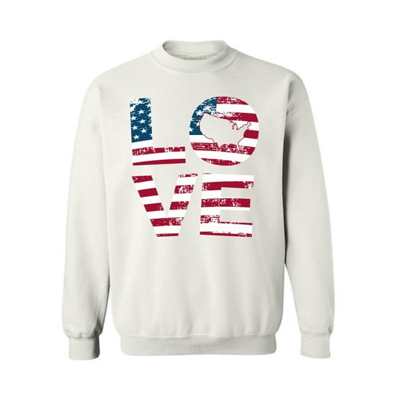 Awkward Styles Unisex Love American Flag Graphic Sweatshirt Tops USA Flag Stars and Stripes Patriotic Gift