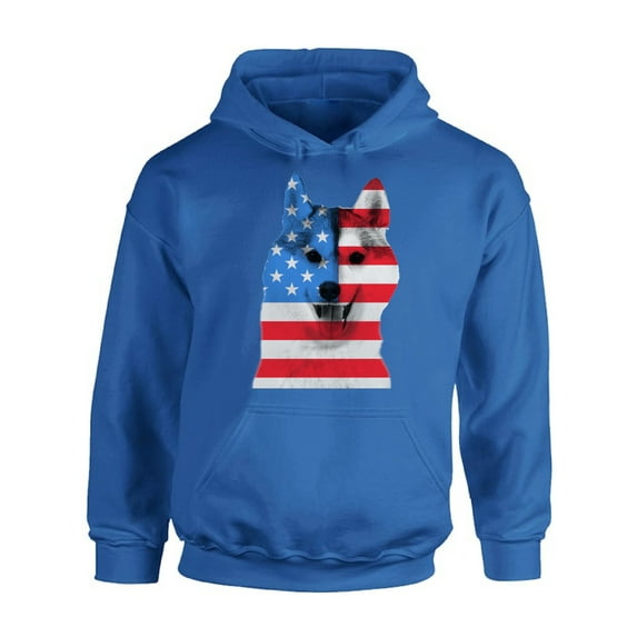 Awkward Styles Unisex USA Flag American Husky Dog Lover`s Graphic Hoodie Tops Independence Day