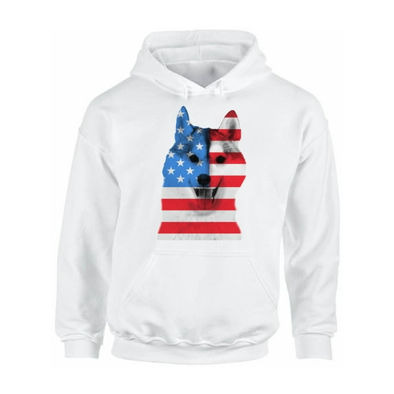 Awkward Styles Unisex USA Flag American Husky Dog Lover`s Graphic Hoodie Tops Independence Day
