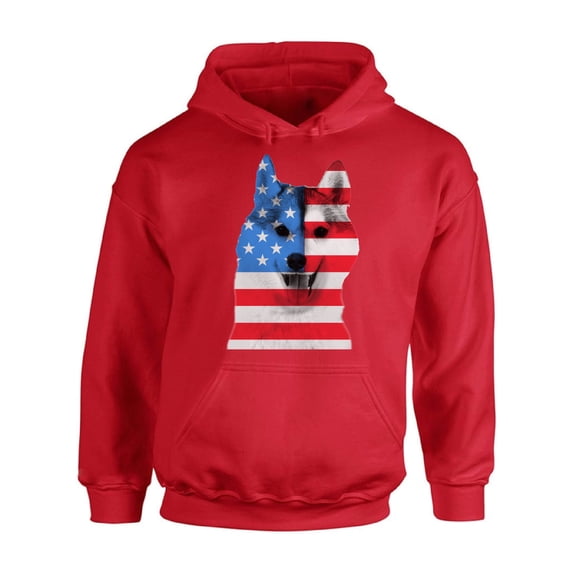 Awkward Styles Unisex USA Flag American Husky Dog Lover`s Graphic Hoodie Tops Independence Day
