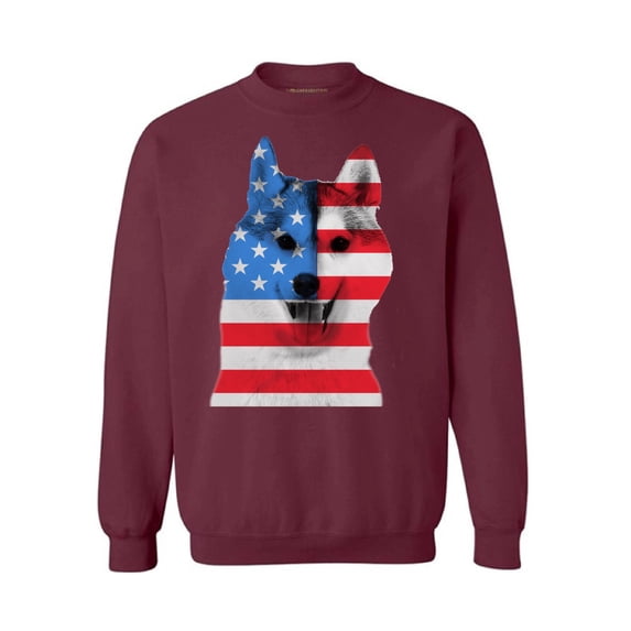 Awkward Styles Unisex USA Flag American Husky Dog Lover`s Graphic Sweatshirt Tops Independence Day