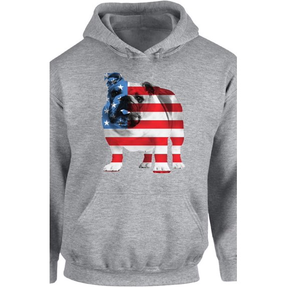 Awkward Styles Unisex USA Flag Bulldog American Patriotic Graphic Hoodie Tops 4th Of July Gifts